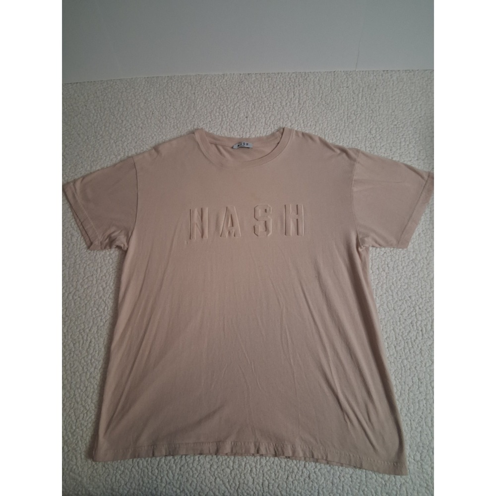 NASH Mens Embossed Logo T-Shirt Peach Tan Short Sleeve Crew Neck XL